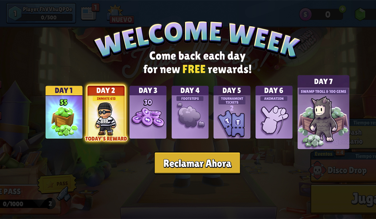 Fichas gratis en Stumble Guys: sube de nivel